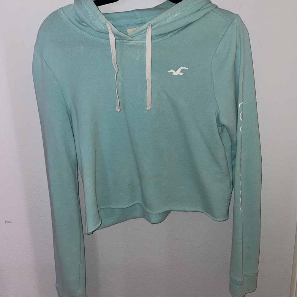 Hollister Cropped Light Blue Hoodie